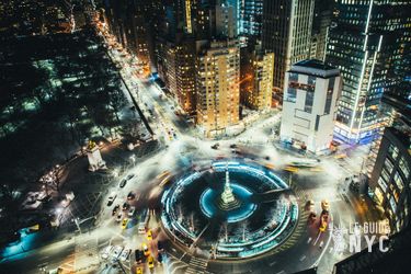 La place de Columbus Circle depuis le centre commercial The Shops 