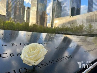Les roses glissées dans les lettres des noms de victimes 
