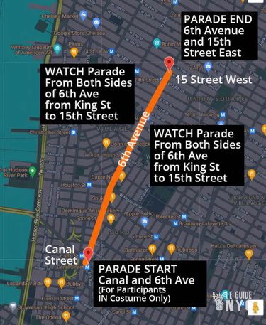 Parcours de la parade 2025. Crédit : halloween-nyc.com