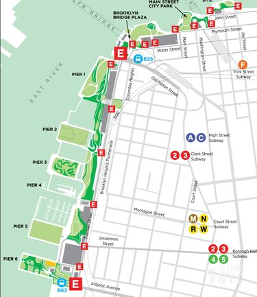 Les diff&eacute;rents Piers du Brooklyn Bridge Park